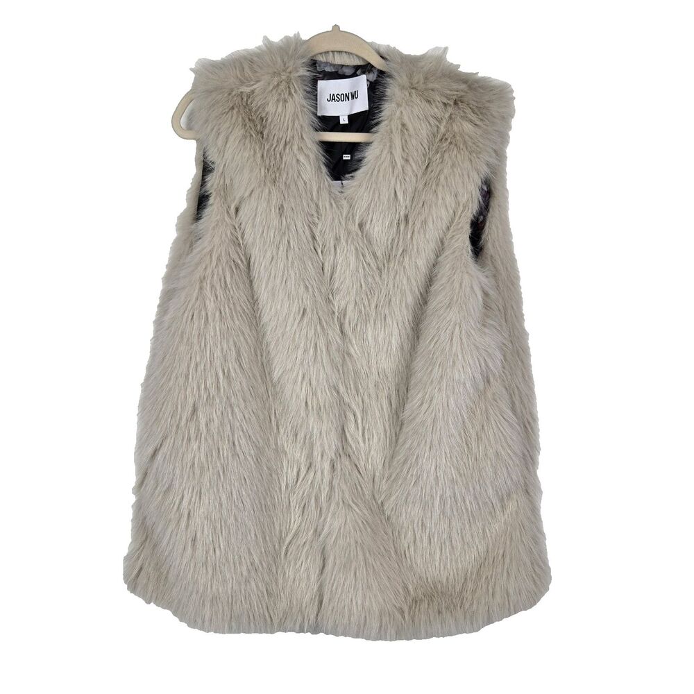 Jason Wu Women's Size Large‎ Taupe Faux Fur Vest NWT